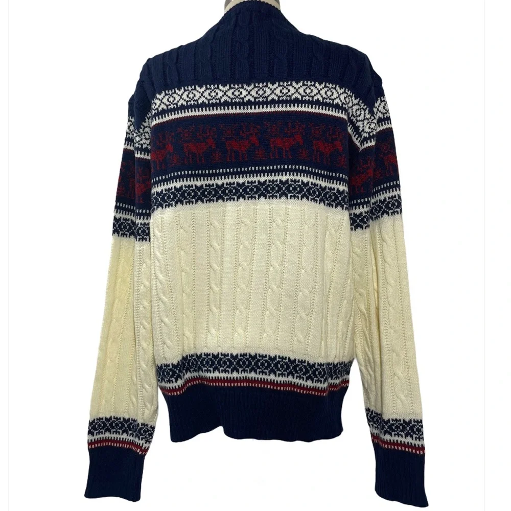 Rare Vintage Sweater Nordic Fair Isle Chunky Knit Winter Christmas Ski Crewneck